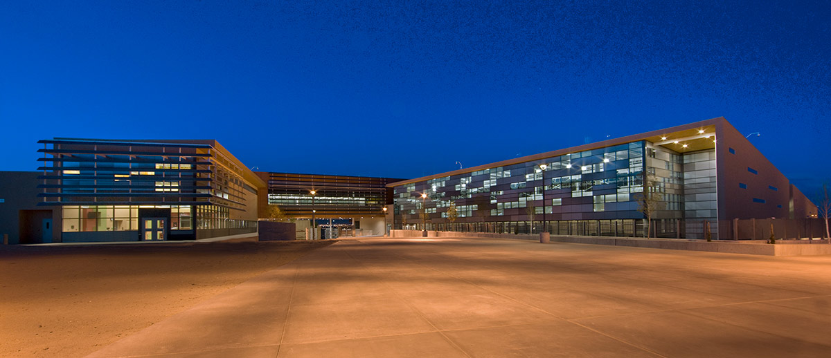 Architectural dusk view of Atrisco Academy High School - Albuquerque, NM